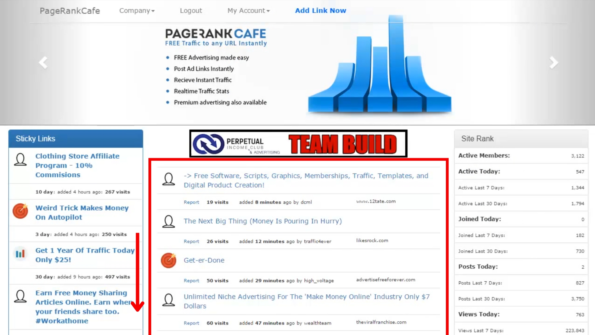 A screenshot of the Home Page with Links Highlighted